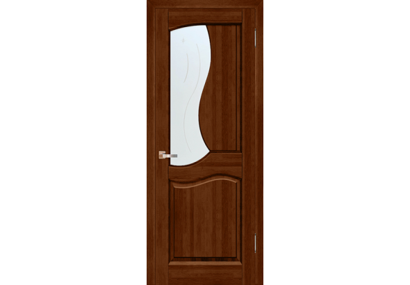 Дверь деревянная межкомнатная из массива ольхи Верона, цвет Бренди, со стеклом